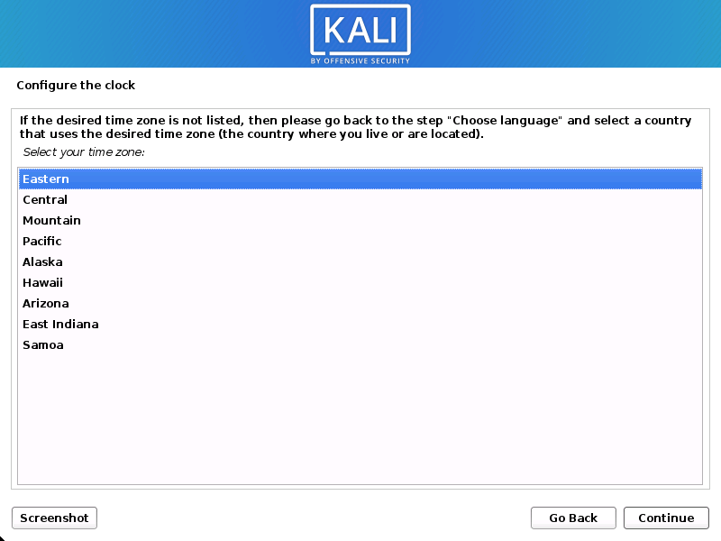 kali linux installer 10