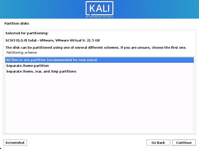 kali linux installer 13