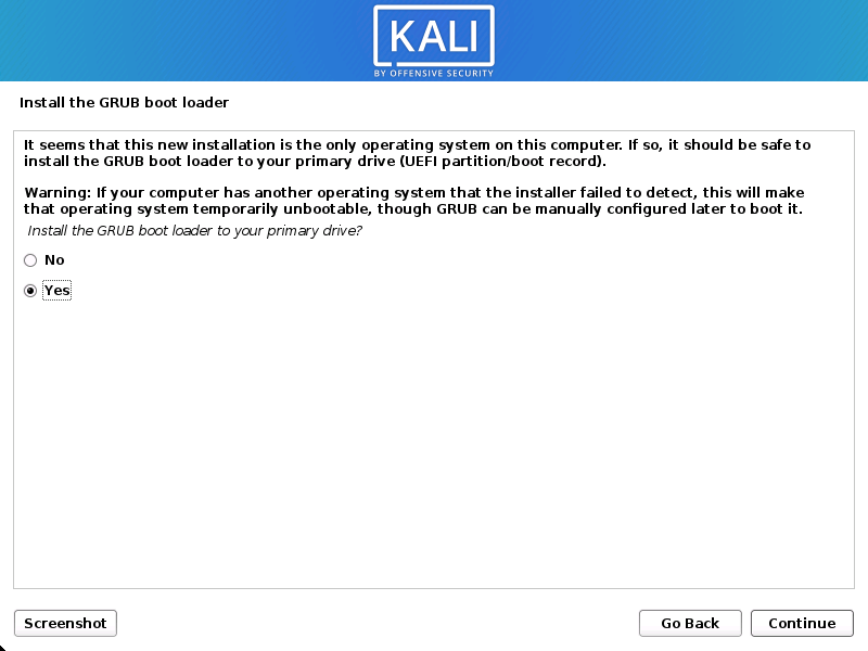 kali linux installer 18