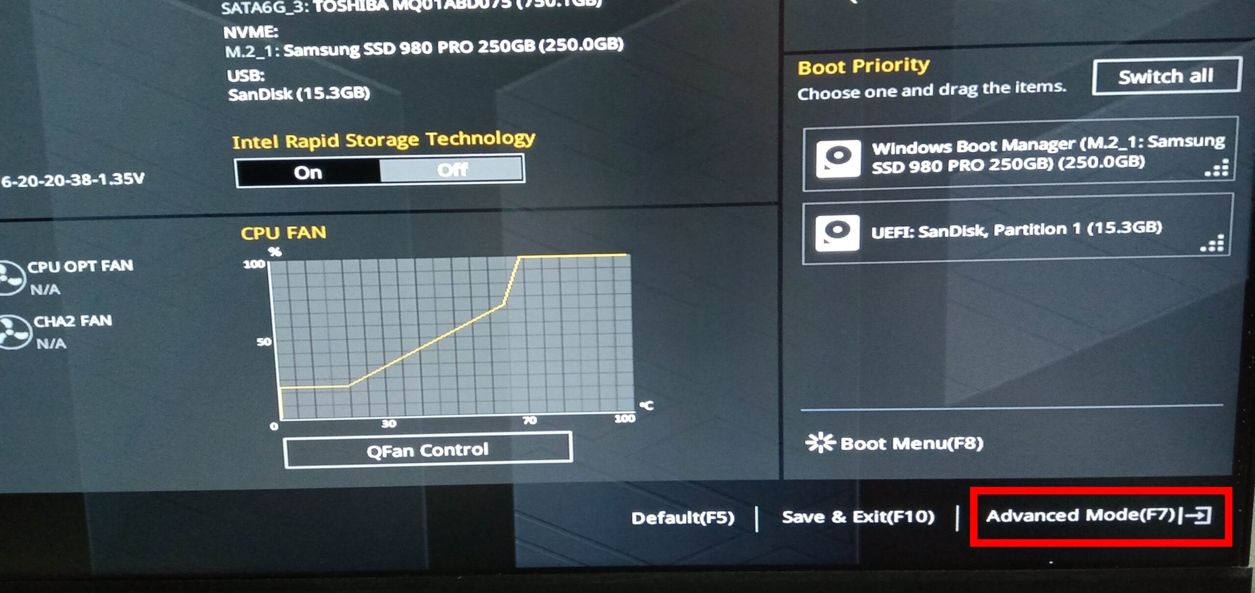 BIOS advanced mode