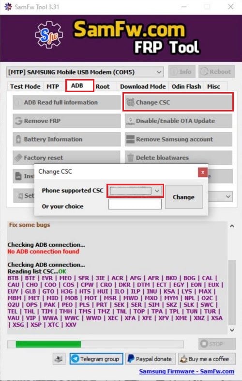 تغيير كود CSC بهاتف سامسونج