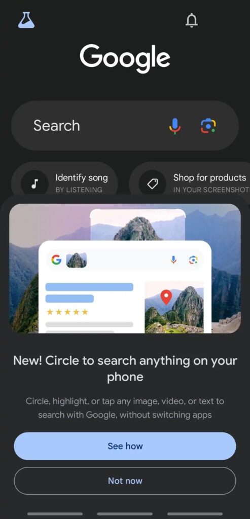 تشغيل خاصية رسم دائرة للبحث Circle to Search