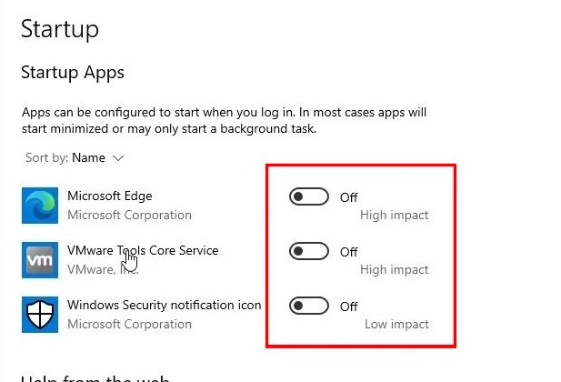 disable startup apps windows 10