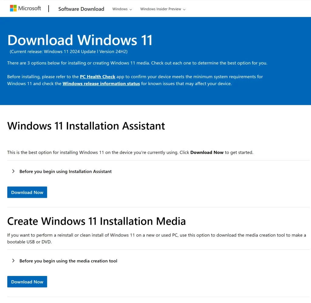 Windows 11 Installation Assistant and Windows 11 Media Creation Tool 24H2 Update